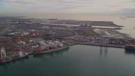 5K aerial stock footage of flying by the Port of Oakland, California Aerial Stock Footage | AXSF06_090