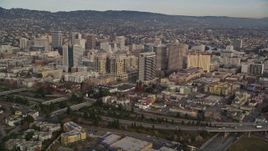 5K aerial stock footage of approaching federal and office buildings in Downtown Oakland, California Aerial Stock Footage | AXSF06_091