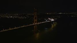 5K aerial stock footage of flying by the iconic Golden Gate Bridge, San Francisco, California, night Aerial Stock Footage | AXSF07_042