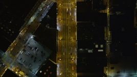 5K aerial stock footage bird's eye of Market Street and cross streets in Downtown San Francisco, California, night Aerial Stock Footage | AXSF07_057