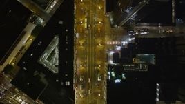 5K aerial stock footage of a bird's eye view of Market Street in Downtown San Francisco, California, night Aerial Stock Footage | AXSF07_058