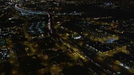 5K aerial stock footage of light traffic on I-880 freeway, Oakland, California, night Aerial Stock Footage | AXSF07_094