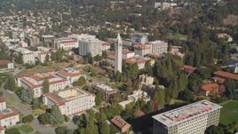 5K aerial stock footage of circling Sather Tower and University of California Berkeley, Berkeley, California Aerial Stock Footage | AXSF08_006