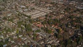 5K aerial stock footage of a reverse view of tract homes in a suburban neighborhoods, Pleasant Hill, California Aerial Stock Footage | AXSF09_001