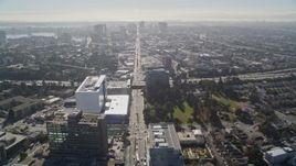 5K aerial stock footage of following Broadway toward Interstate 580 freeway, Oakland, California Aerial Stock Footage | AXSF09_016