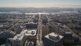 5K aerial stock footage of tilting from Broadway to a wider view of the city, Downtown Oakland, California Aerial Stock Footage | AXSF09_019