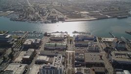 5K aerial stock footage follow Broadway to Jack London Square and Oakland Estuary, Downtown Oakland, California Aerial Stock Footage | AXSF09_020
