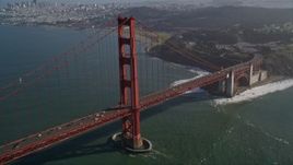 5K aerial stock footage of flying by the famous Golden Gate Bridge, San Francisco, California Aerial Stock Footage | AXSF09_040