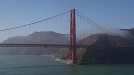 5K aerial stock footage of passing the Marin side of Golden Gate Bridge, San Francisco, California Aerial Stock Footage | AXSF09_046
