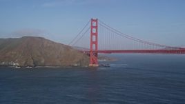 5K aerial stock footage of approaching the Marin side of the iconic Golden Gate Bridge, San Francisco, California Aerial Stock Footage | AXSF09_049