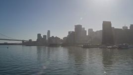 5K aerial stock footage fly by Downtown San Francisco, seen from low over the Bay, California Aerial Stock Footage | AXSF09_055