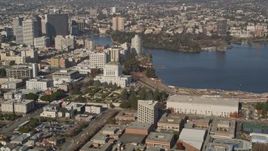 5K aerial stock footage of flying by Lake Merritt and Downtown Oakland, California Aerial Stock Footage | AXSF09_070
