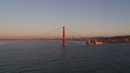 5K aerial stock footage flyby the Golden Gate Bridge, San Francisco, California, sunset Aerial Stock Footage | AXSF10_047