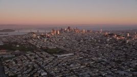 5K aerial stock footage fly over Marina District, approach Downtown San Francisco, California, sunset Aerial Stock Footage | AXSF10_055