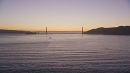 5K aerial stock footage approaching the Golden Gate Bridge, San Francisco, California, twilight Aerial Stock Footage | AXSF10_083