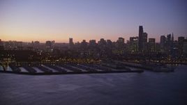 5K aerial stock footage Financial District skyline and South Beach Harbor, South of Market, San Francisco, California, twilight Aerial Stock Footage | AXSF10_101