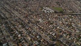 5K aerial stock footage fly away from Corvallis Elementary School and suburban neighborhoods, San Leandro, California Aerial Stock Footage | AXSF11_001