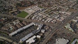 5K aerial stock footage of flying away from suburban tract homes, San Leandro, California Aerial Stock Footage | AXSF11_002