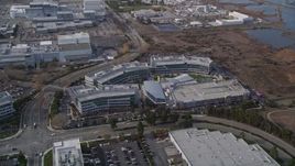 5K aerial stock footage of circling around the Yahoo! Campus office buildings, Sunnyvale, California Aerial Stock Footage | AXSF11_055