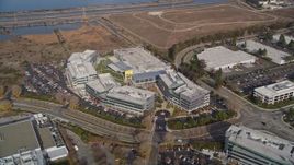 5K aerial stock footage tilt from marshlands to reveal and flyby Yahoo! Campus and office buildings, Sunnyvale, California Aerial Stock Footage | AXSF11_063