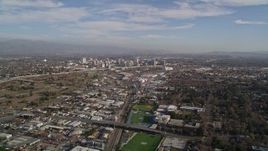 5K aerial stock footage of approaching Downtown San Jose, California Aerial Stock Footage | AXSF12_001