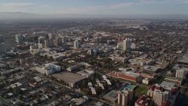 5K aerial stock footage of flying by San Jose State University and Downtown San Jose, California Aerial Stock Footage | AXSF12_005