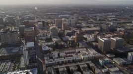 5K aerial stock footage tilt from West San Fernando Street, revealing Downtown San Jose office buildings, California Aerial Stock Footage | AXSF12_008