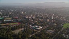 5K aerial stock footage of flying by Stanford University, revealing Stanford Stadium, Stanford, California Aerial Stock Footage | AXSF12_041