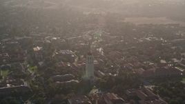 5K aerial stock footage tilt from Stanford Stadium, reveal Stanford University and Hoover Tower, Stanford, California Aerial Stock Footage | AXSF12_043