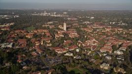 5K aerial stock footage tilt to reveal and approach Hoover Tower and Stanford University, Stanford, California Aerial Stock Footage | AXSF12_054