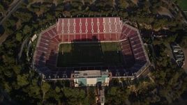 5K aerial stock footage bird's eye reveal of the Stanford Stadium, Stanford University, California Aerial Stock Footage | AXSF12_058