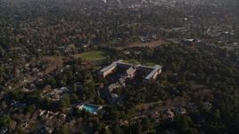 5K aerial stock footage of flying by Saint Patrick Seminary, Menlo Park, California Aerial Stock Footage | AXSF12_059