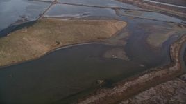 5K aerial stock footage of a reverse view of marshland in Union City, California Aerial Stock Footage | AXSF12_074