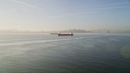 5K aerial stock footage of approaching oil tankers in San Francisco Bay, San Francisco, California Aerial Stock Footage | AXSF13_001