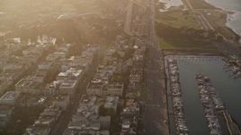 5K aerial stock footage of flying over Marina District, tilt to apartment buildings, San Francisco, California Aerial Stock Footage | AXSF13_024