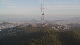 5K aerial stock footage tilt from UCSF Medical Center hospital to reveal Sutro Tower, San Francisco, California Aerial Stock Footage | AXSF13_033