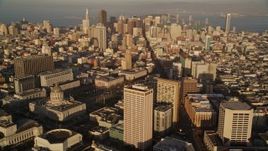 5K aerial stock footage of panning from city hall to reveal skyscrapers in Downtown San Francisco, California Aerial Stock Footage | AXSF13_040