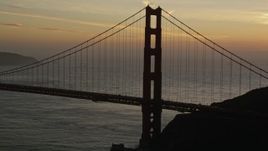 5K aerial stock footage pan across the north side of the Golden Gate Bridge, San Francisco, California, sunset Aerial Stock Footage | AXSF14_041