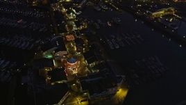 5K aerial stock footage approach and fly over Pier 39 from the San Francisco Bay, San Francisco, California, night Aerial Stock Footage | AXSF14_092