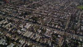 5K aerial stock footage of a reverse view of suburban neighborhoods, Alameda, California Aerial Stock Footage | AXSF15_001