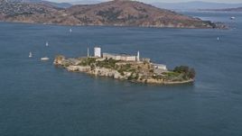 5K aerial stock footage of flying by Alcatraz island prison, San Francisco, California Aerial Stock Footage | AXSF15_014