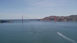 5K aerial stock footage of approaching the world famous Golden Gate Bridge, San Francisco, California Aerial Stock Footage | AXSF15_016