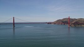 5K aerial stock footage of an approach to the famous Golden Gate Bridge, San Francisco, California Aerial Stock Footage | AXSF15_018