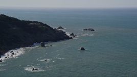 5K aerial stock footage of flying by coastal cliffs while approaching Seal Rocks, San Francisco, California Aerial Stock Footage | AXSF15_027