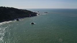 5K aerial stock footage of tilting from San Francisco Bay, reveal Seal Rocks rock formations, San Francisco, California Aerial Stock Footage | AXSF15_028