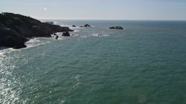5K aerial stock footage of flying over San Francisco Bay, tilt to reveal Seal Rocks, San Francisco, California Aerial Stock Footage | AXSF15_029