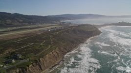 5K aerial stock footage pan from Half Moon Bay Airport to Pillar Point Air Force Station, Half Moon Bay, California Aerial Stock Footage | AXSF15_049