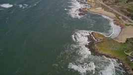 5K aerial stock footage of a reverse view of the coastline, Pescadero, California Aerial Stock Footage | AXSF15_070