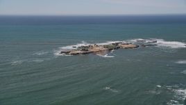 5K aerial stock footage of flying by Año Nuevo Island off the coast of California Aerial Stock Footage | AXSF15_075