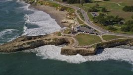 5K aerial stock footage of orbiting the Santa Cruz Surfing Museum in Santa Cruz, California Aerial Stock Footage | AXSF15_097